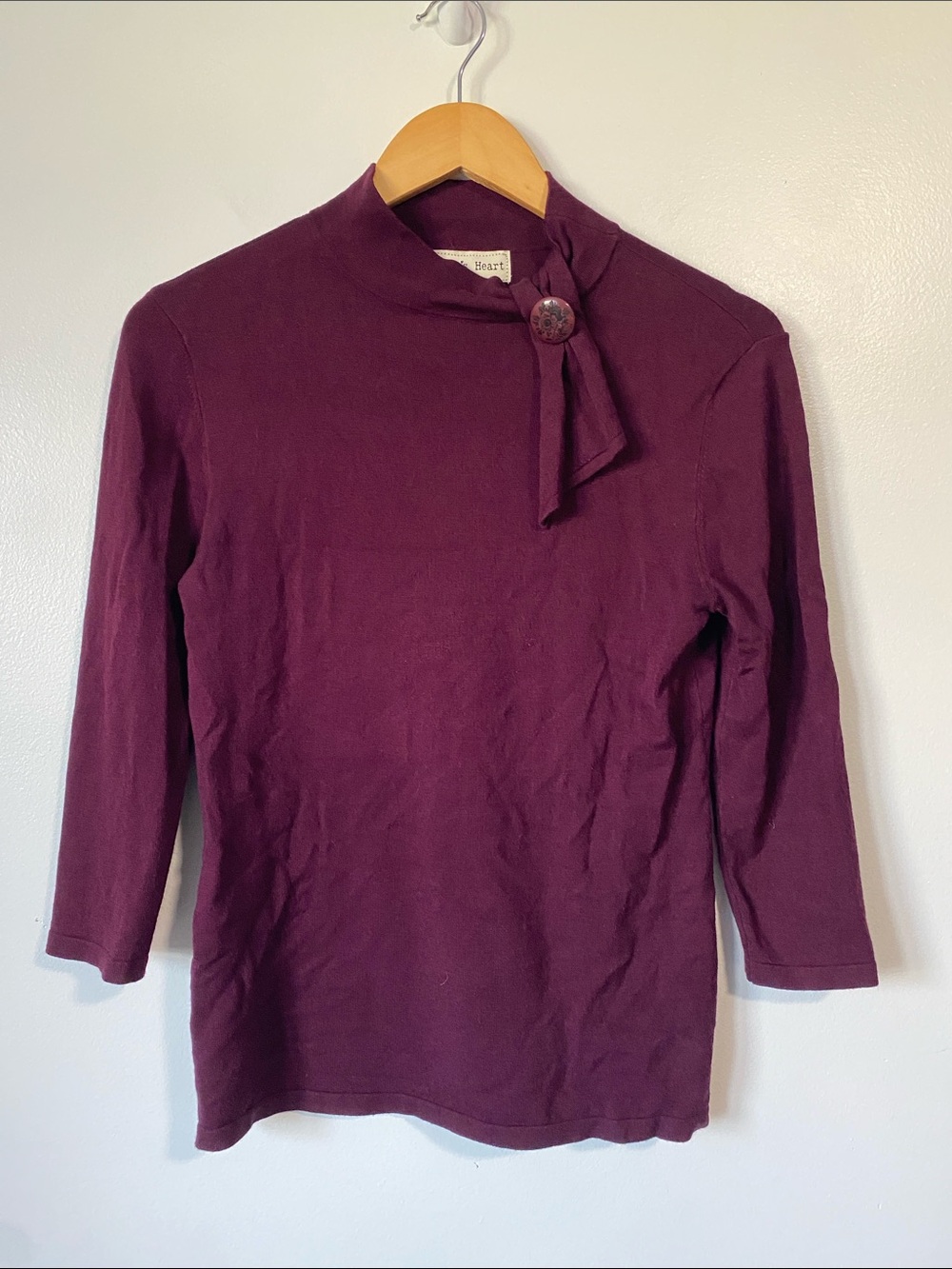 Effie's Heart LEONORA SWEATER mock neck burgundy size medium